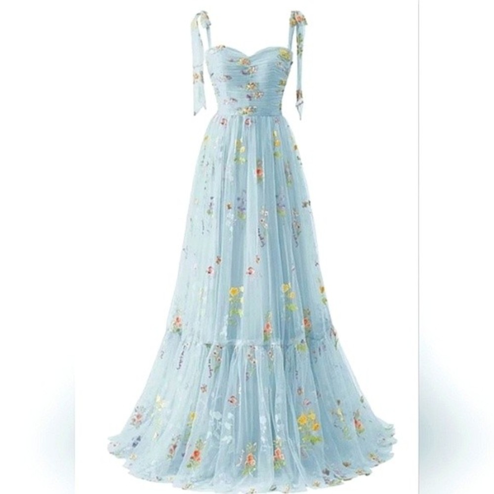 Verngo Women's Prom Dress Flower Embroidery Tulle Size 0 - New!